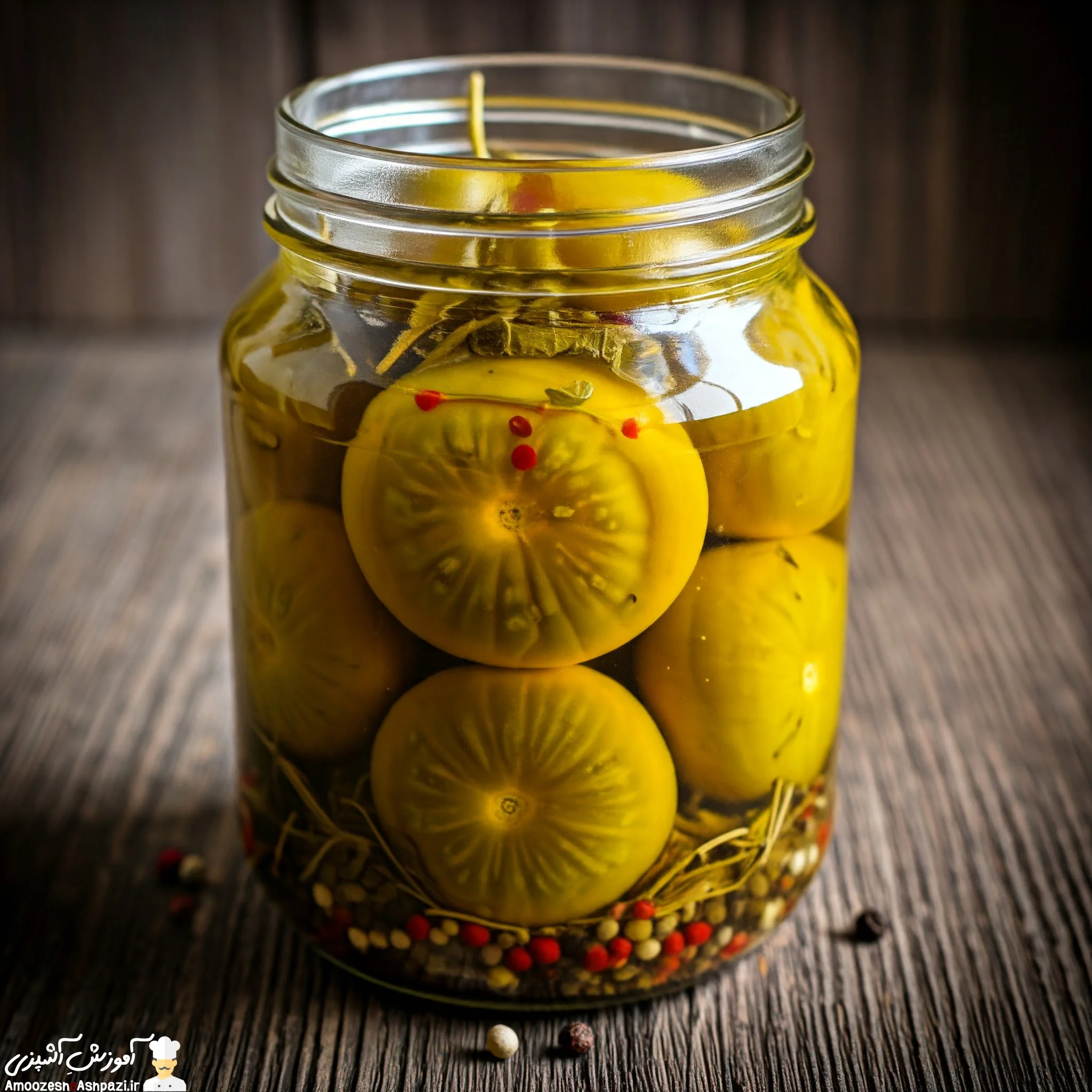 چطور ترشی گوجه سبز با سرکه قرمز درست کنیم