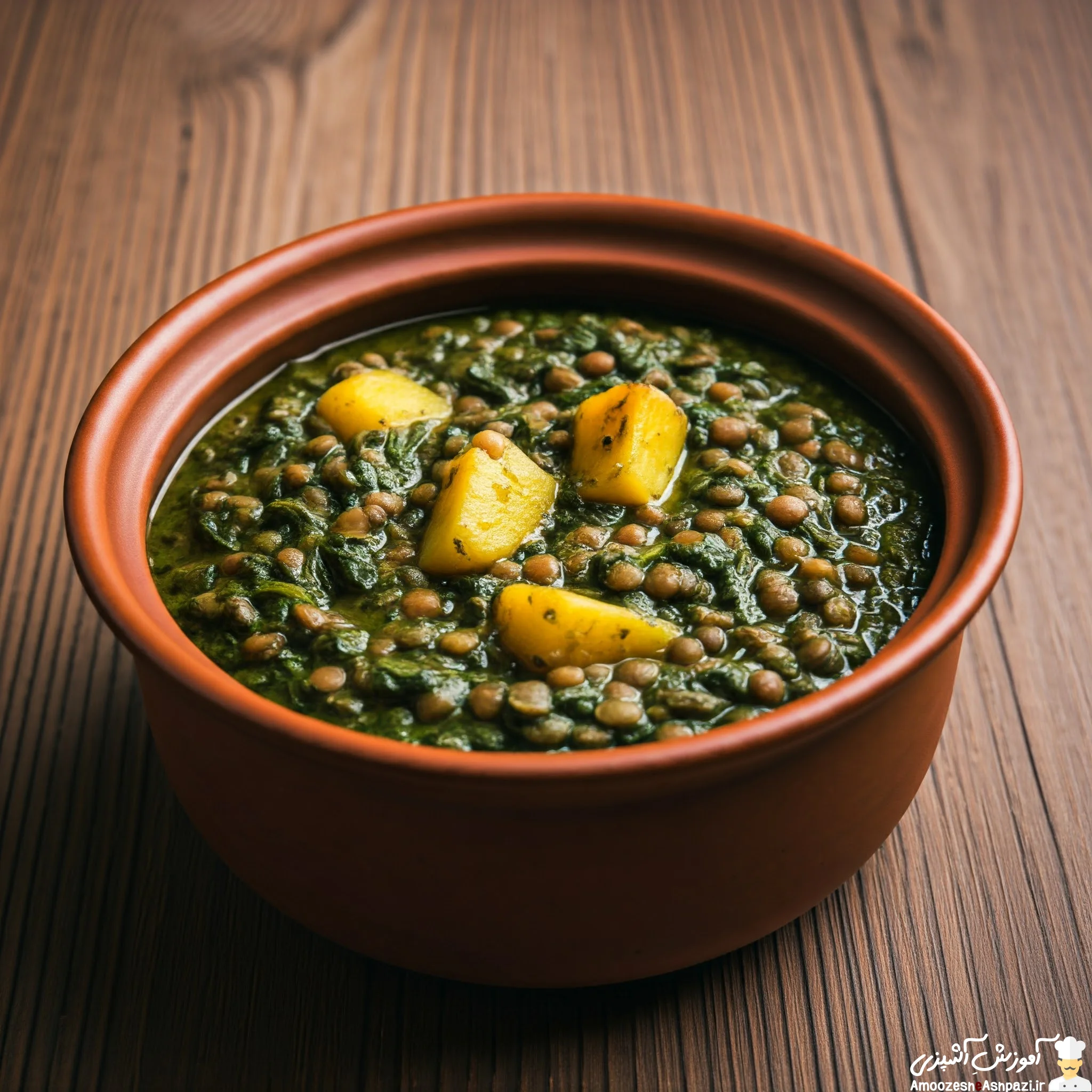 طرز تهیه آش اسفناج با عدس و سیب زمینی